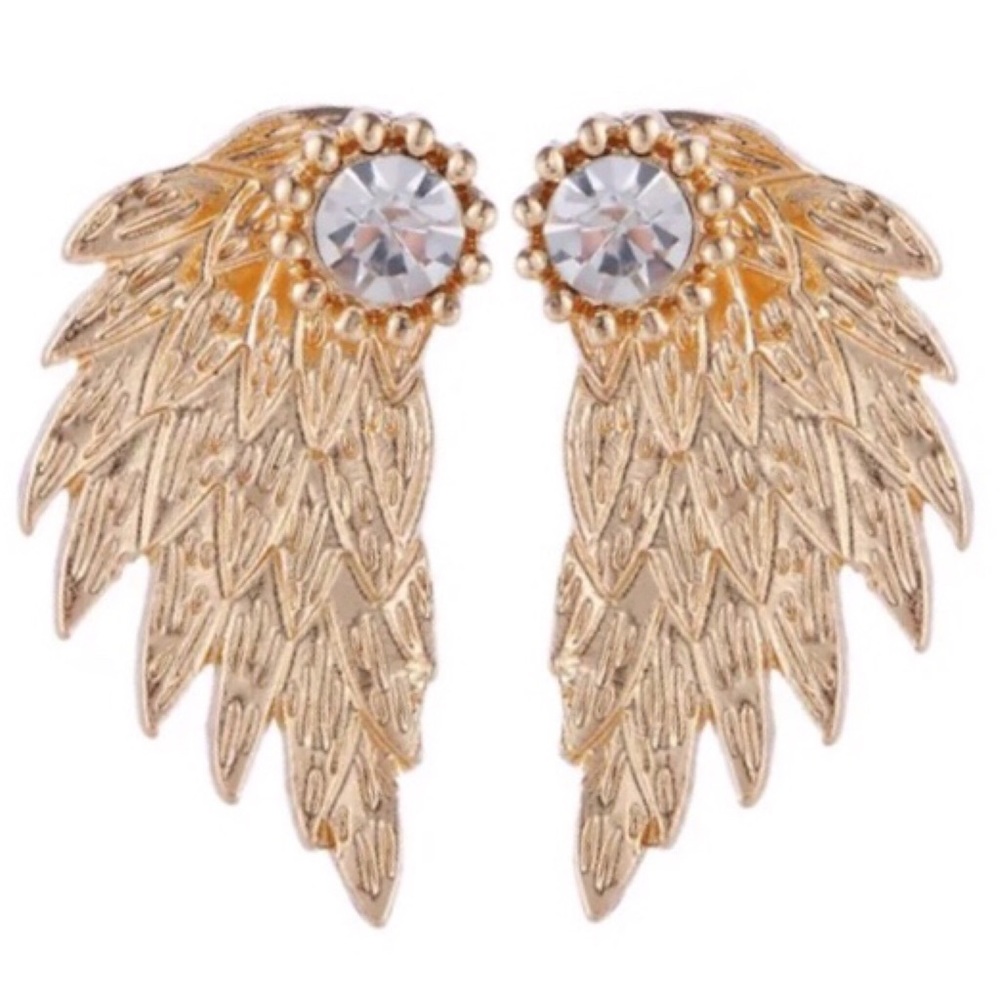 🆑10/$25🆑𝗖𝗟𝗘𝗔𝗥𝗔𝗡𝗖𝗘 Gold Wing Dainty Jacket Earrings NEW - Picture 3 of 9